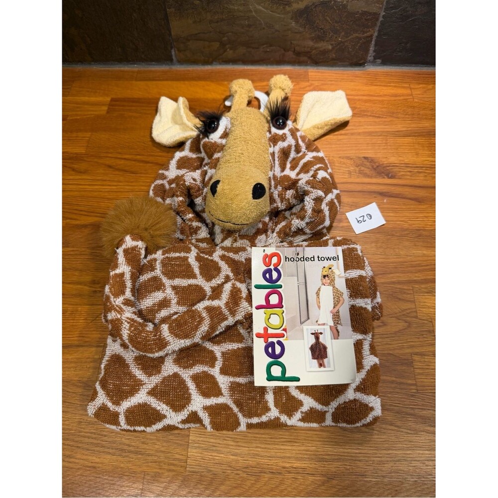 Vtg 2001 Petables Giraffe Hooded Towel Cotton Terry NWT Deadstock Toddler 2-6